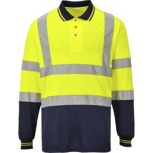 POLO ALTA VISIBIL M/COMP AZUL ESC/AMARELO S279